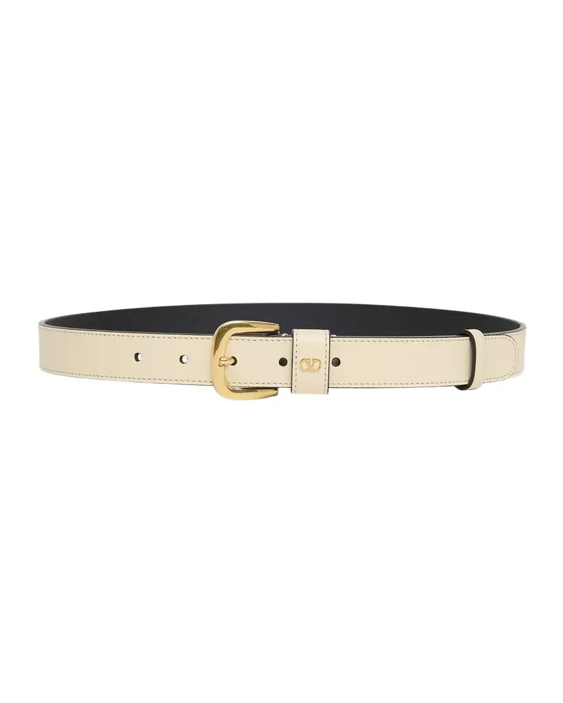 Valentino Garavani VLogo Calfskin Leather Belt, 25mm