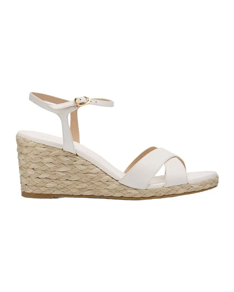 Stuart Weitzman Dayna Leather Crisscross Espadrille Sandals