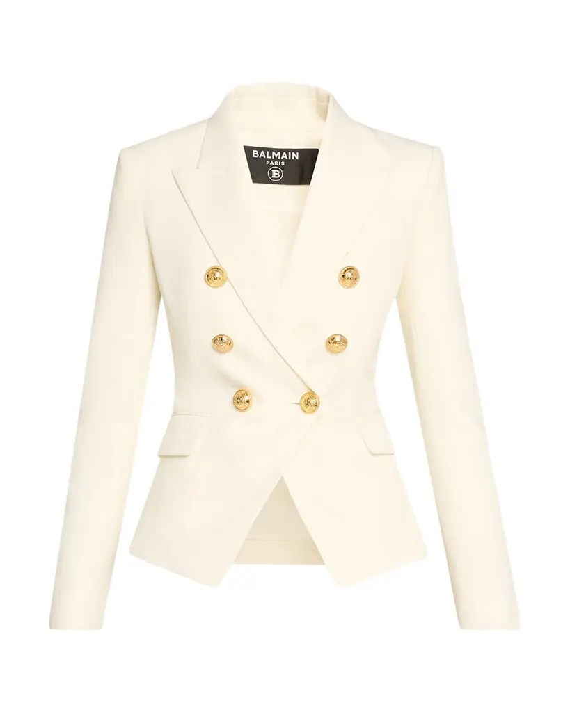 Balmain Classic Double-Breasted Fitted Wool Jacket