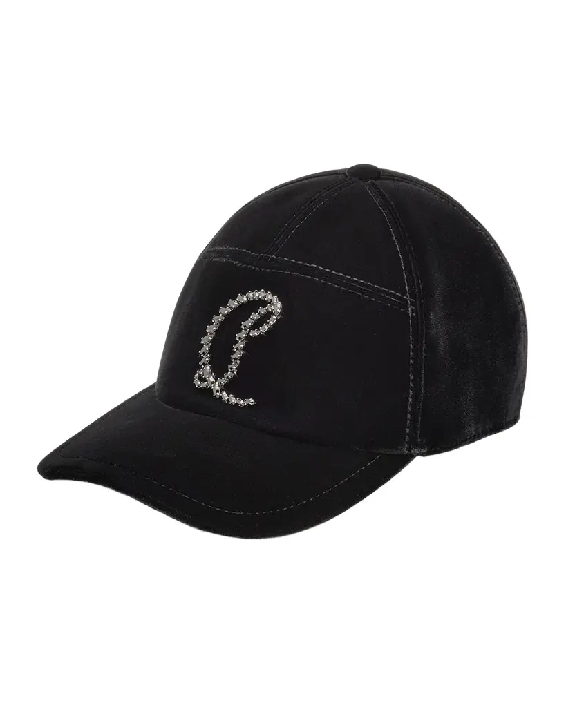 Christian Louboutin Men 's Mooncrest Rhinestone Velvet Baseball Cap