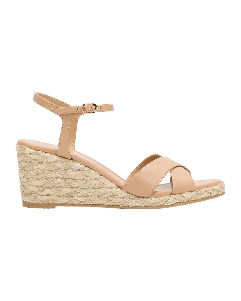 Stuart Weitzman Dayna Leather Crisscross Espadrille Sandals