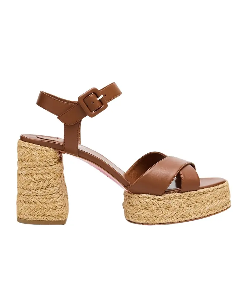 Christian Louboutin 70mm Calakala Leather Crisscross Espadrille Sandals