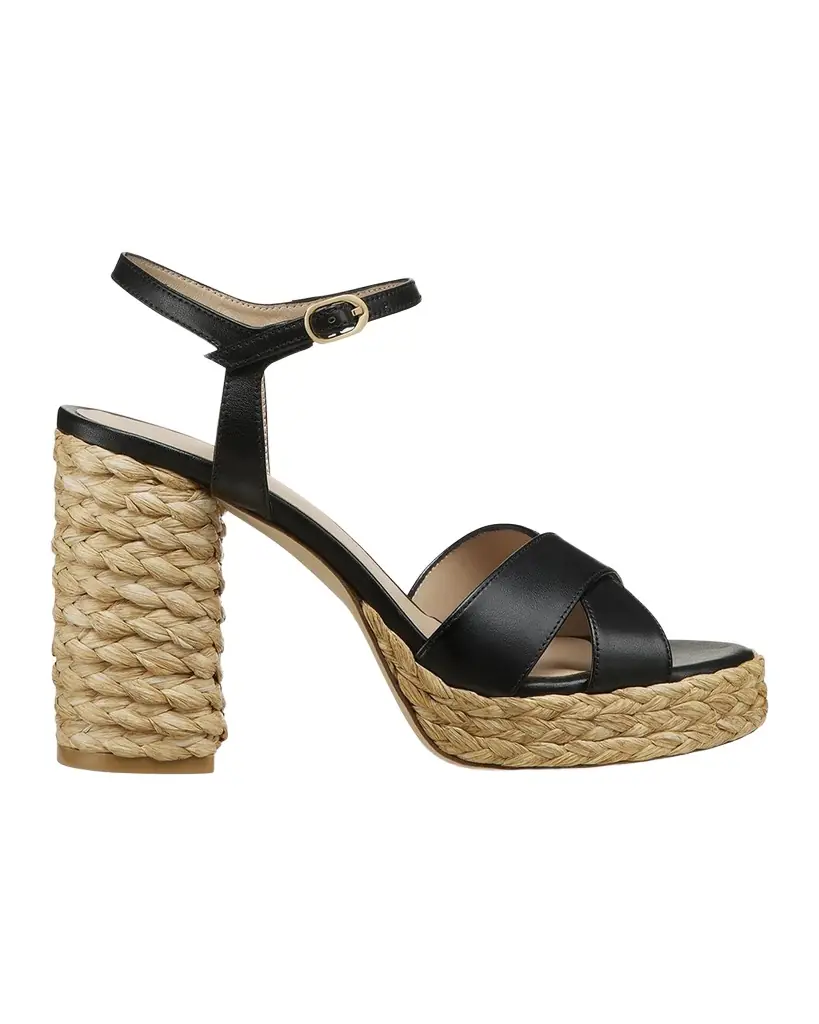 Stuart Weitzman Dayna Leather Crisscross Platform Sandals