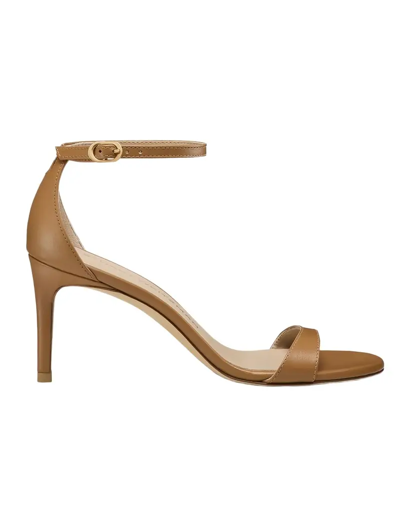 Stuart Weitzman Nudist Leather Ankle-Strap Sandals