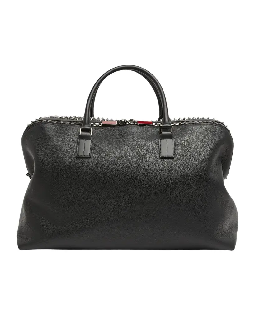 Christian Louboutin Men 's Funky Leather Empire Spikes Weekender Bag