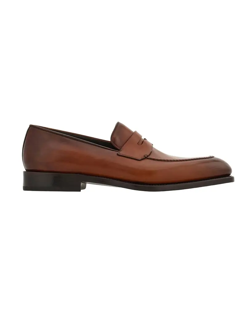Ferragamo Men 's Brandy Tramezza Leather Penny Loafers
