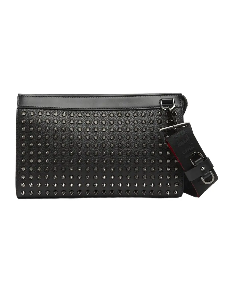 Christian Louboutin Men 's Funky Leather Empire Spikes Crossbody Bag