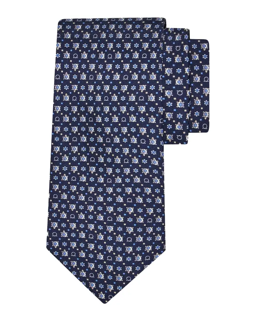 Ferragamo Men 's Gancini Micro-Turtle Silk Tie