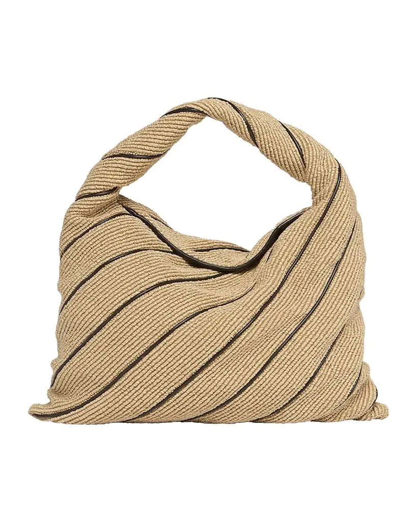 Bottega Veneta Hop Large Striped Shoulder Bag