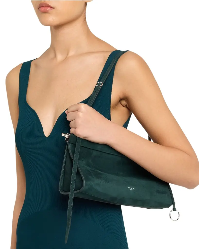 ALAIA Le Click Medium Shoulder Bag in Suede