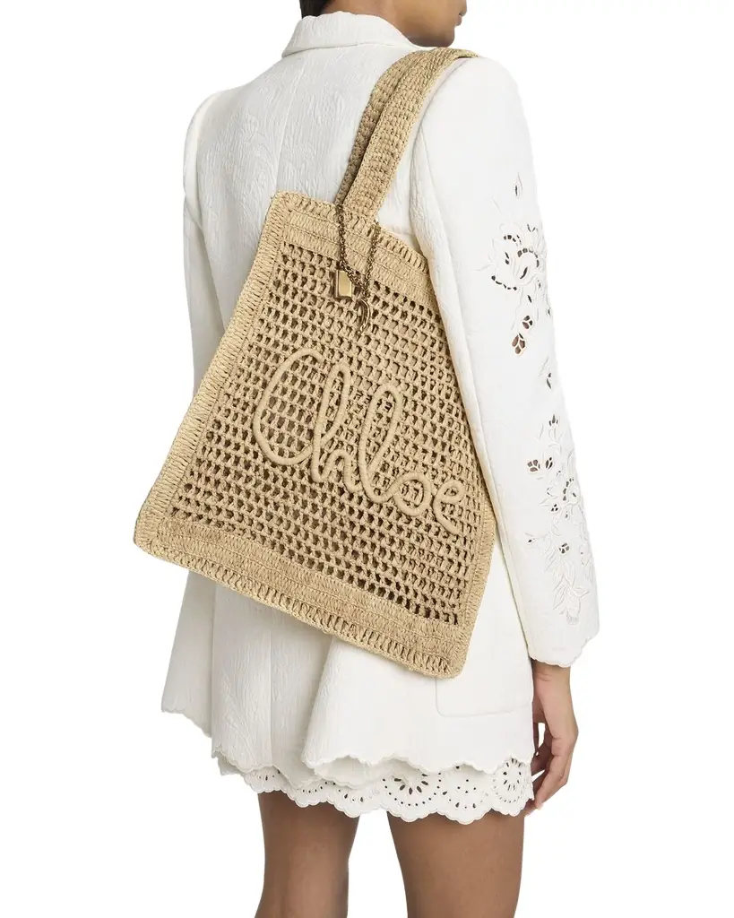 Chloe Summer Banana Tote Bag in Crochet Fabric