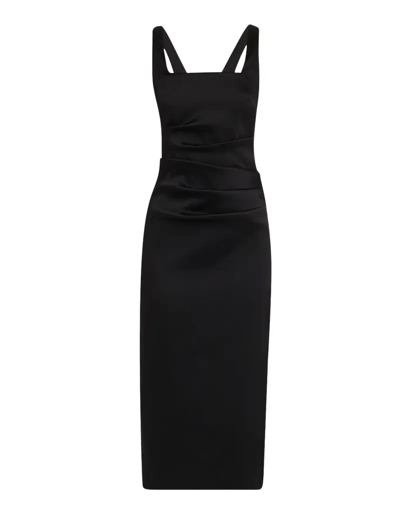 Aidan Mattox Square-Neck Stretch Mikado Midi Dress