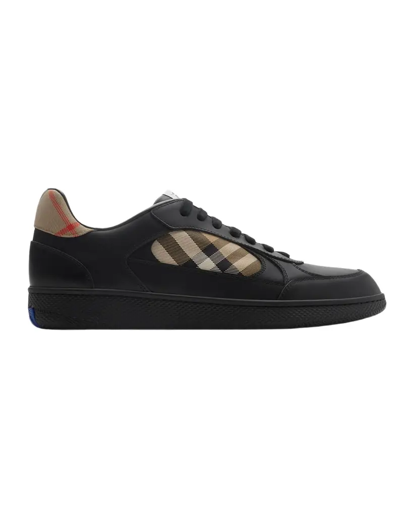 Burberry Men 's Terrace Leather and Check Low-Top Sneakers