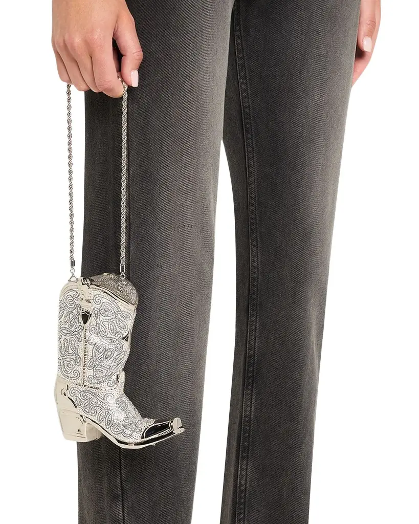 Judith Leiber Couture Crystal Cowboy Boot Clutch Bag