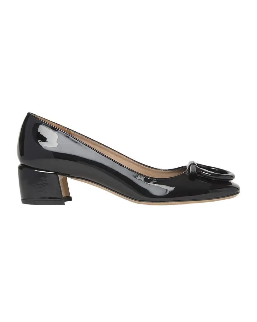 Ferragamo Mara Patent Gancini Block-Heel Pumps