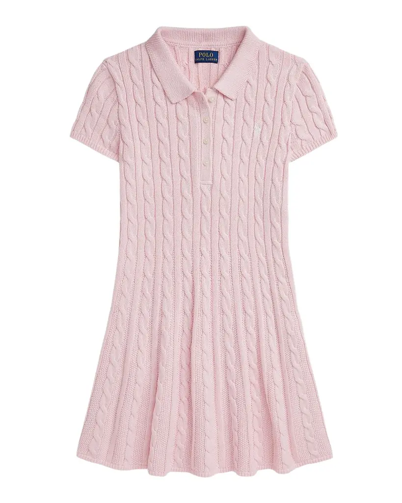 Ralph Lauren Little Girl 's & Girl 's Cable-Knit Cotton Polo Sweater Dress - Women's Clothing