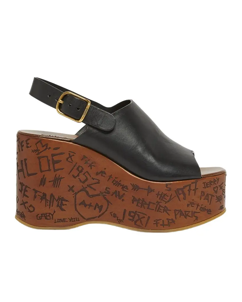 Chloe Maxime Leather Slingback Platform Sandals