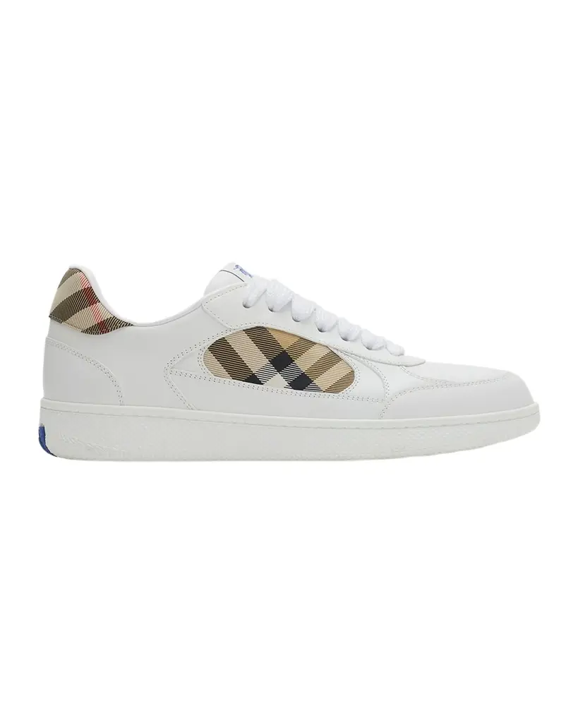 Burberry Men 's Terrace Mix Leather and Check Low-Top Sneakers