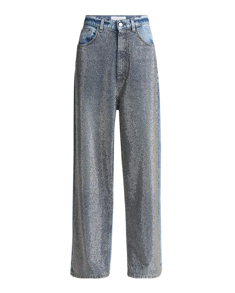 Stella McCartney Crystal Hotfix Wide Leg Jeans