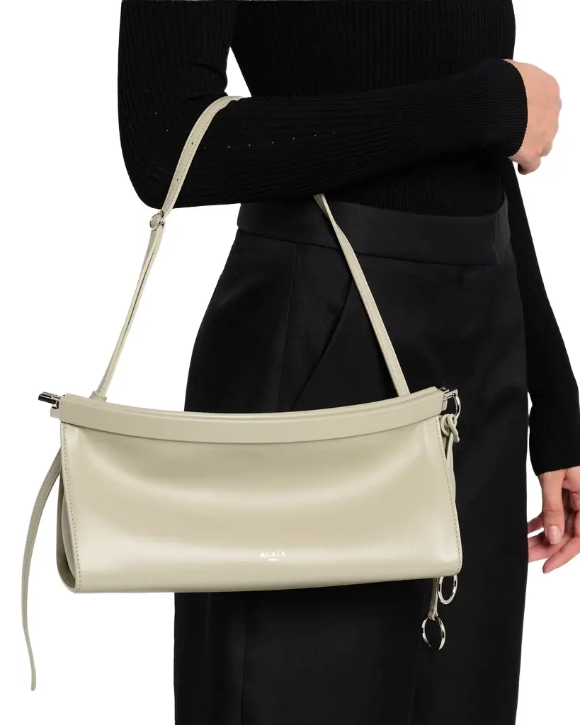 ALAIA Le Click Medium Shoulder Bag in Glossy Leather