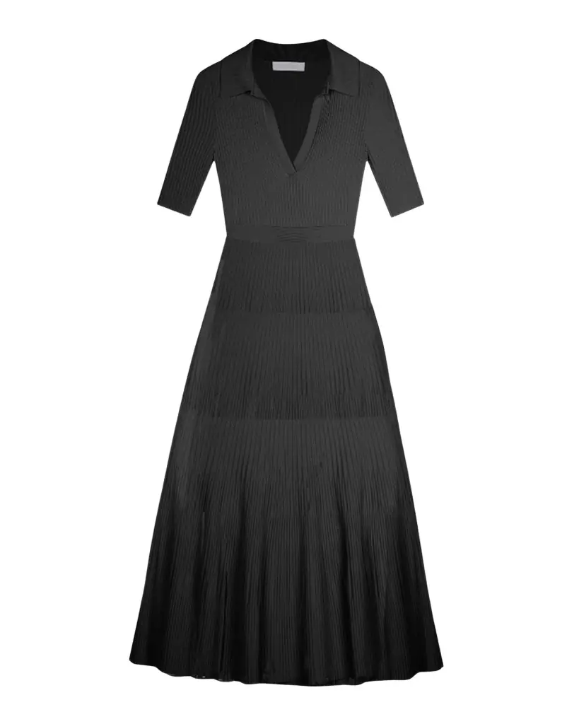 SIMKHAI Pati Short-Sleeve Polo Midi Dress