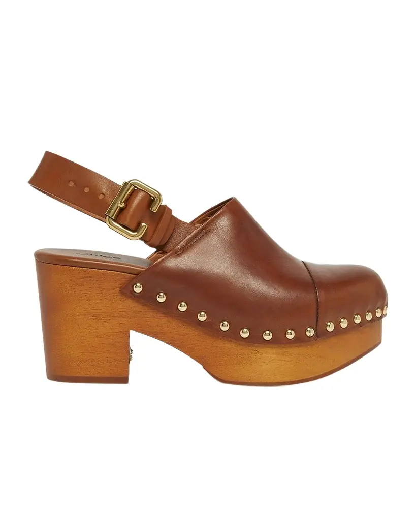 Chloe Jeannette Leather Slingback Platform Clogs