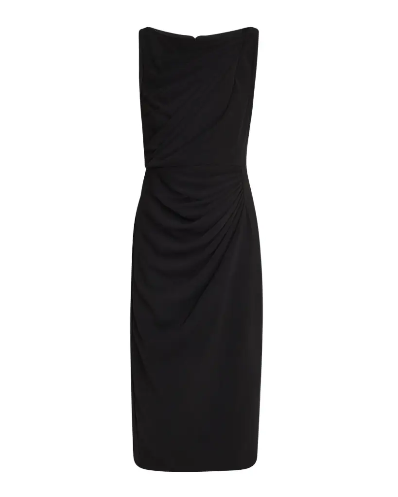 Badgley Mischka Collection Sleeveless Draped Midi Dress