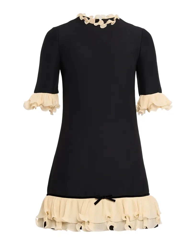 Valentino Garavani Ruffle Silk Crepe Mini Dress