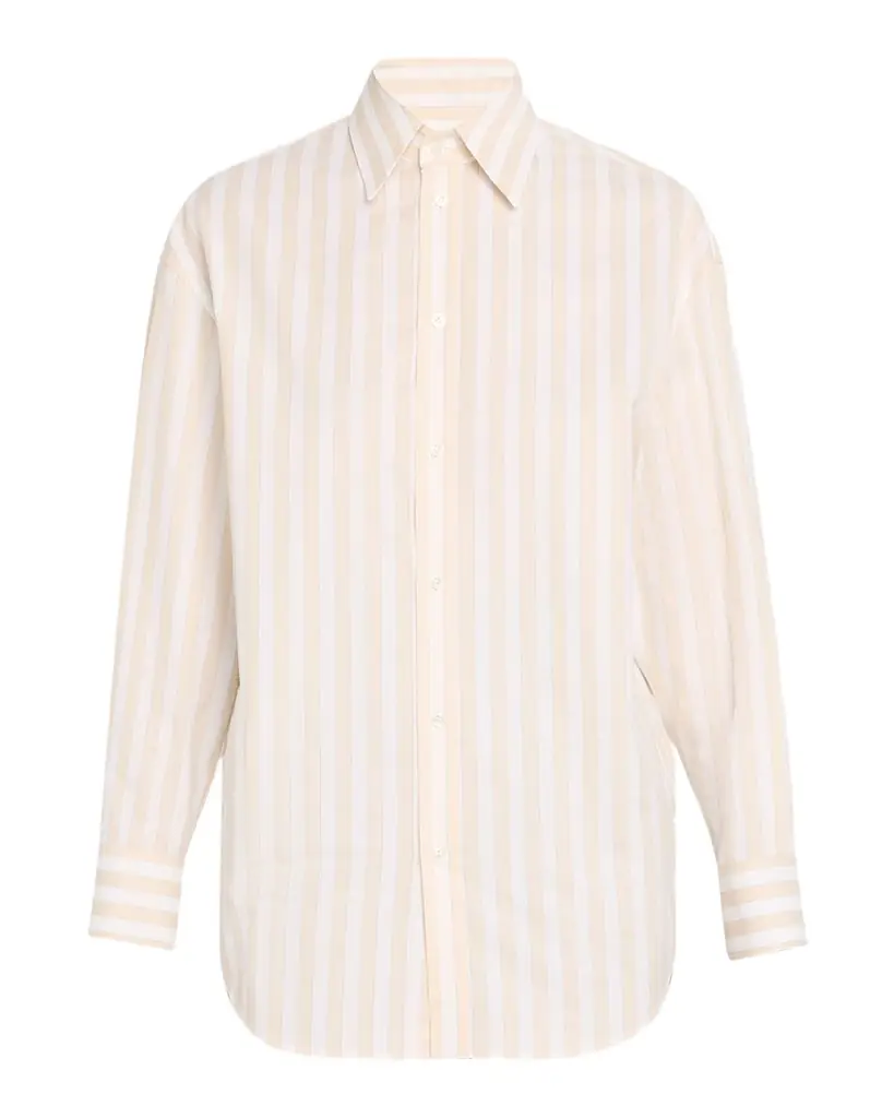 Saint Laurent Long-Sleeve Stripe Button-Down Blouse