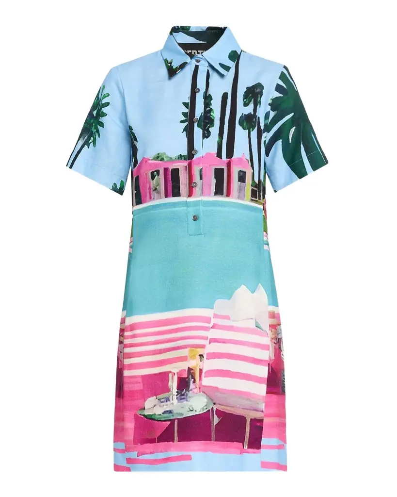 Libertine Poolside Preppy Short-Sleeve Mini Polo Dress