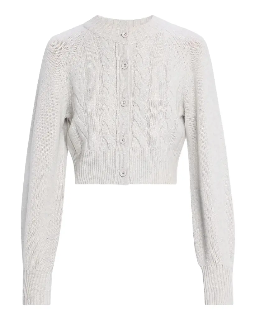 Toccin Rita Cropped Wool and Cashmere Cable-Knit Cardigan