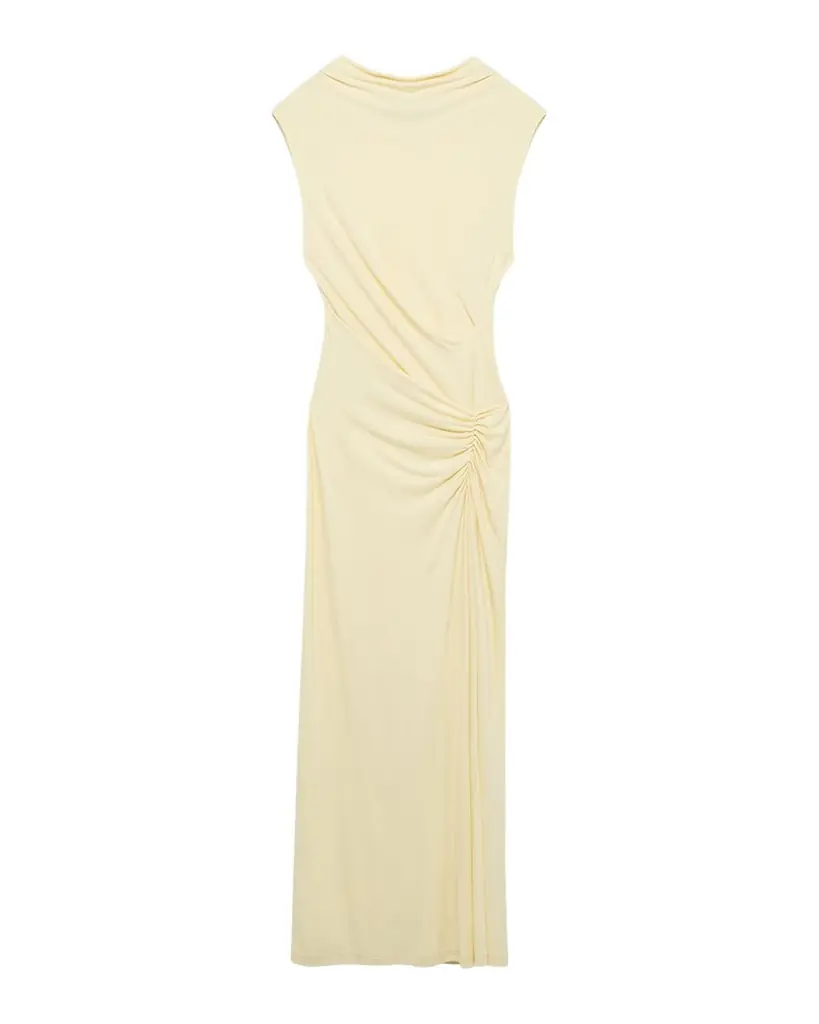 SIMKHAI Acacia Sleeveless Ruched Midi Dress