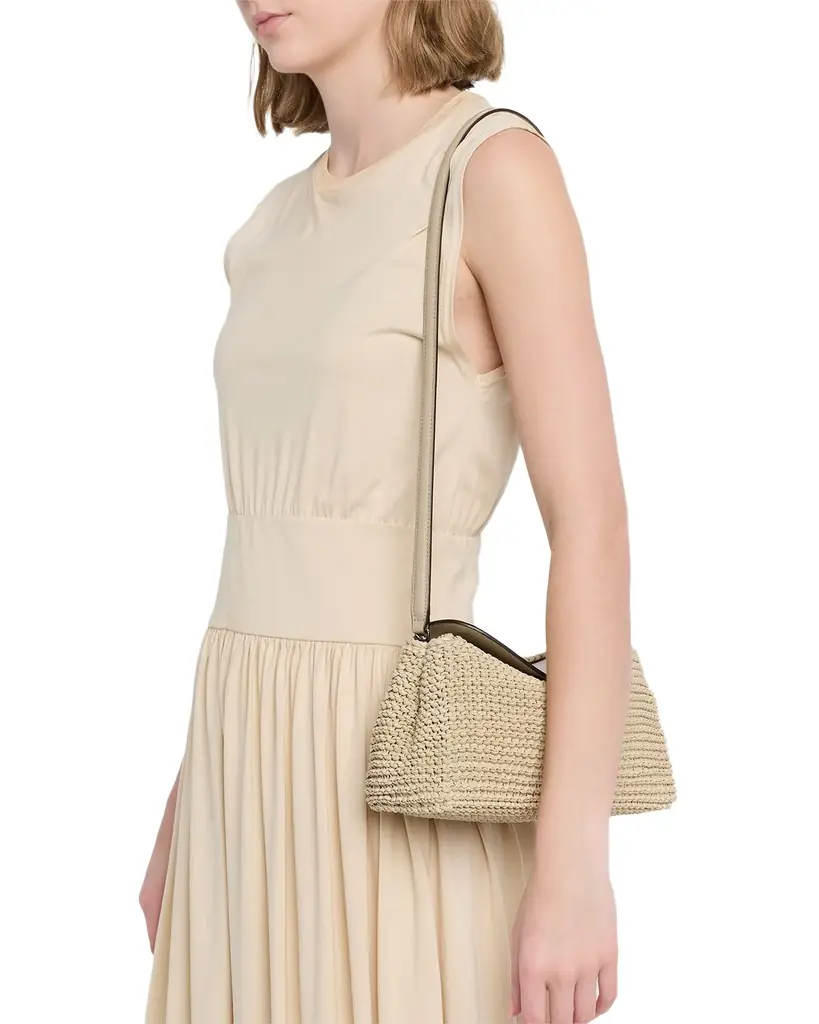 Toteme T-Lock Woven Leather Clutch Bag