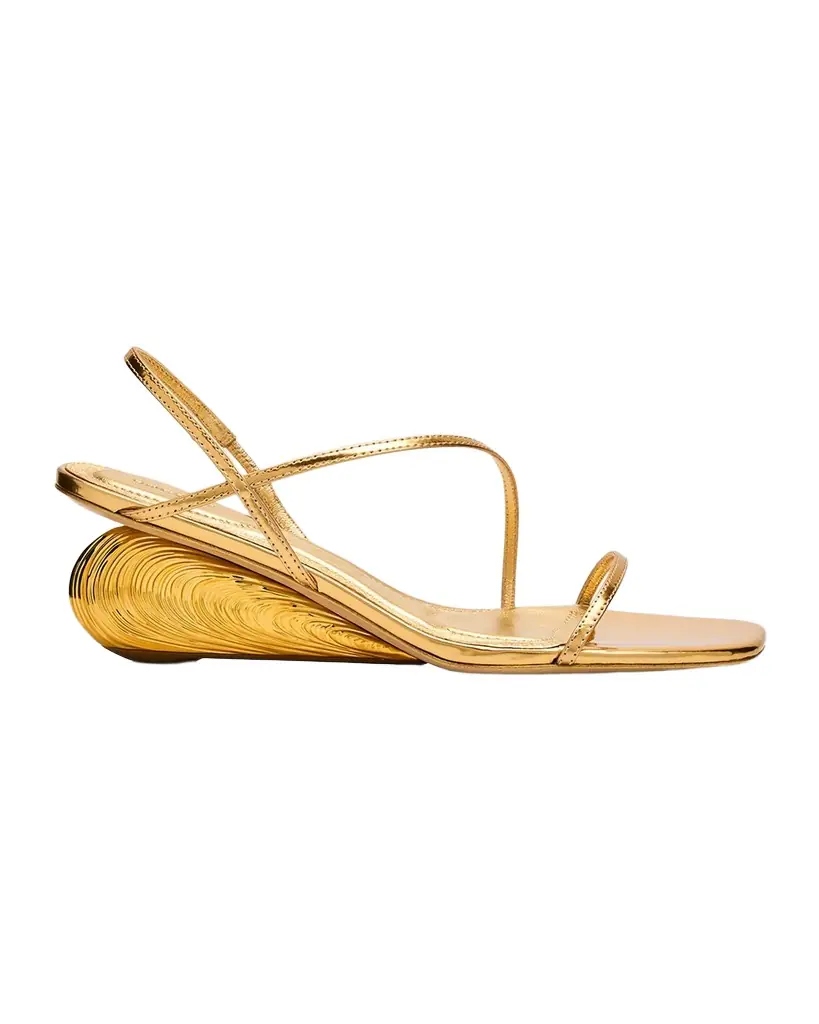 SIMKHAI Bridget Metallic Wedge Strappy Sandals