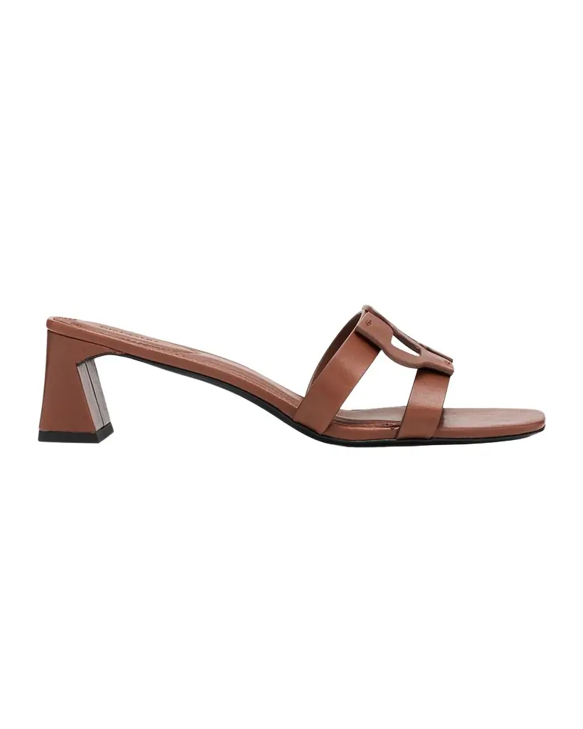 SIMKHAI Leather Monogram Mule Sandals