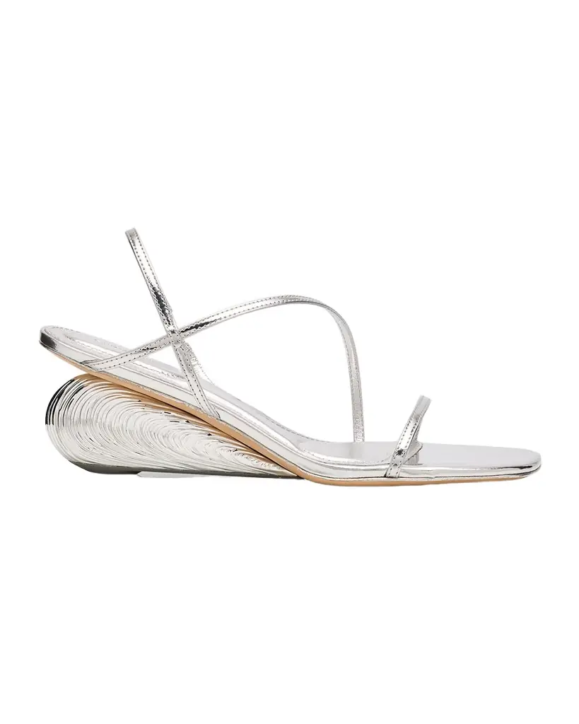 SIMKHAI Bridget Metallic Wedge Strappy Sandals