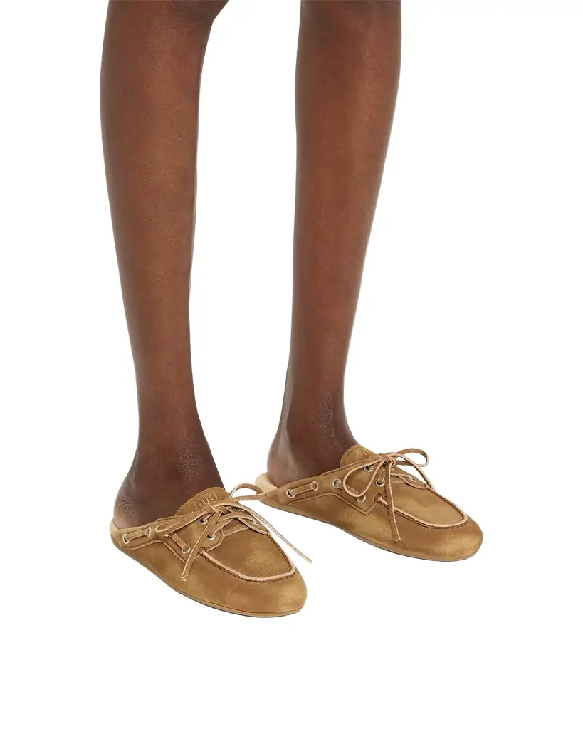 Miu Miu Suede Boat Mules