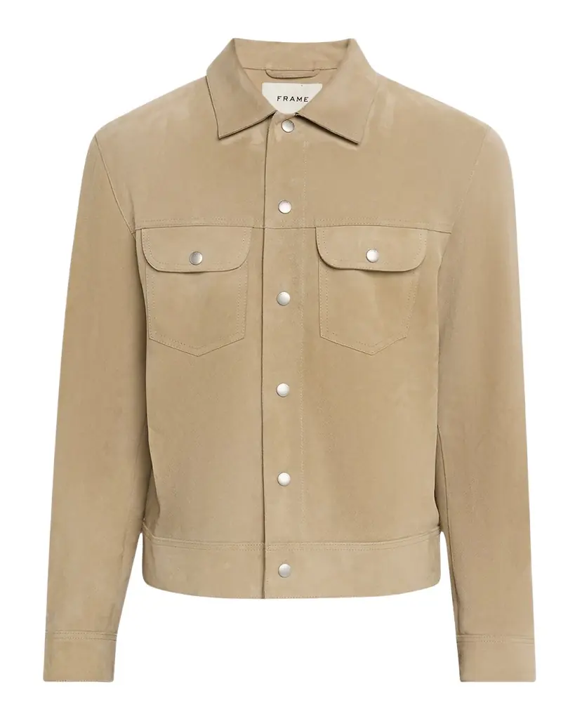 FRAME Men 's Suede Trucker Jacket