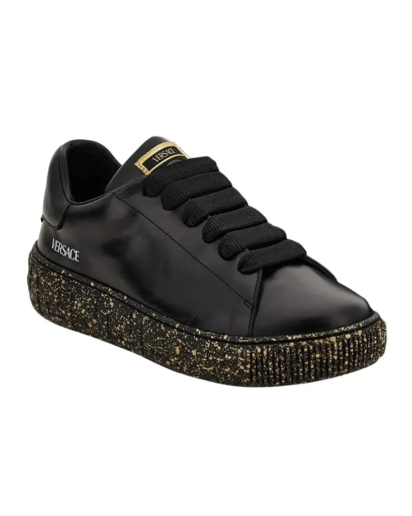 Versace Kid 's Calf Leather Low-Top Sneakers, Kids