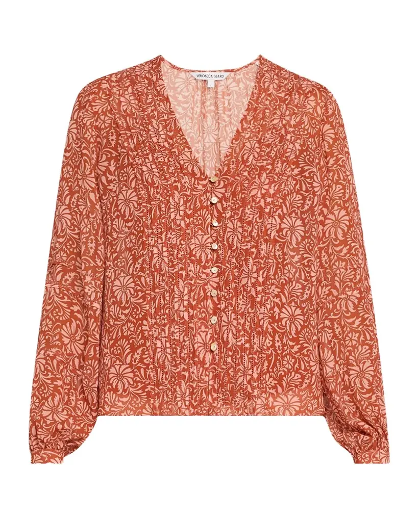 Veronica Beard Calvin Printed Long-Sleeve Blouse - Women's Clothing