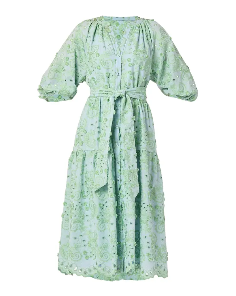 Shoshanna Denver Tiered Eyelet-Embroidered Midi Dress