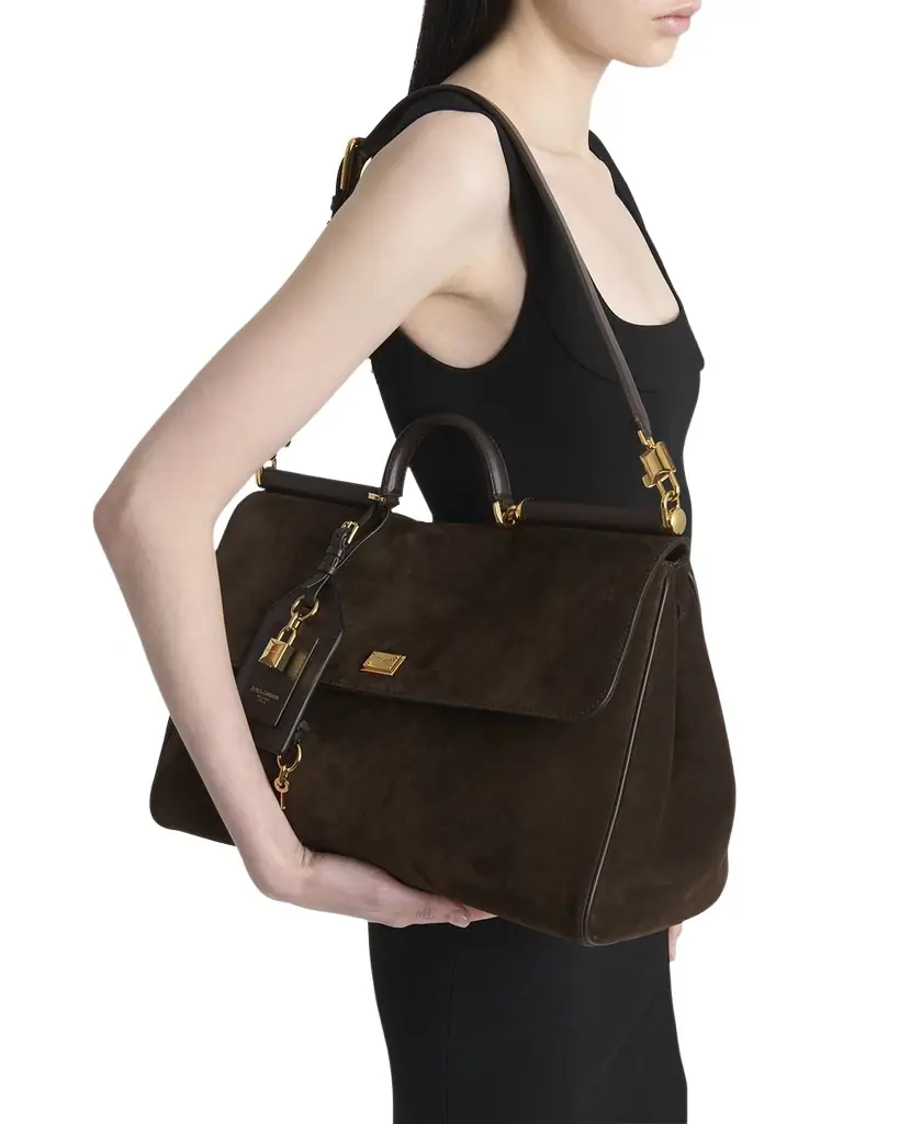 Dolce & Gabbana My Sicily Suede Top-Handle Bag