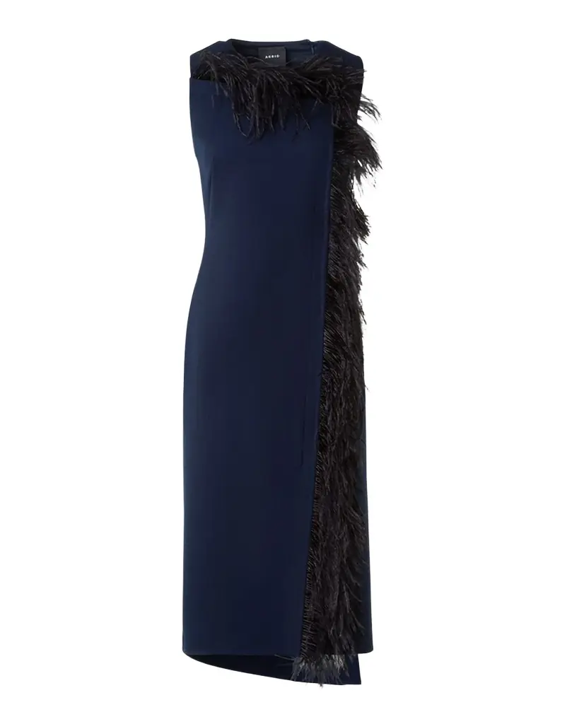 Akris Asymmetric Double-Face Wool Midi Dress