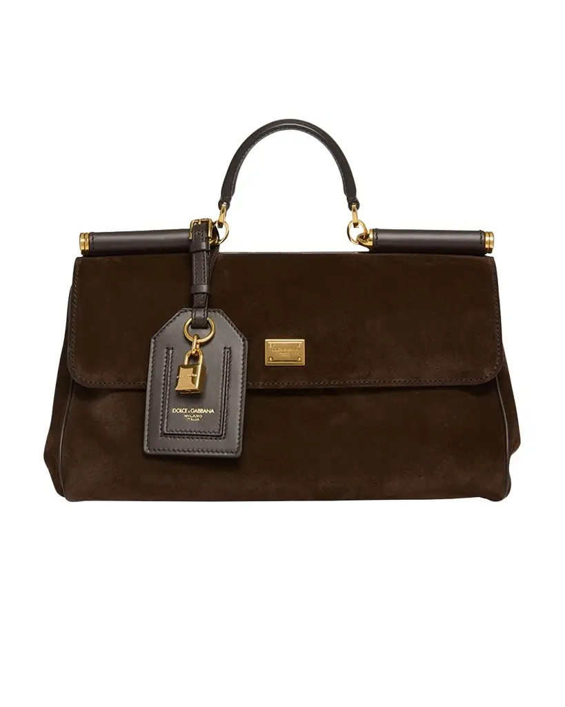 Dolce & Gabbana My Sicily Suede and Leather Top-Handle Bag