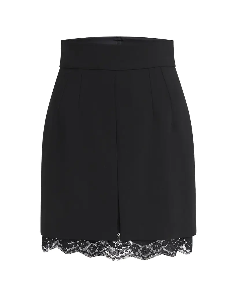 Dolce & Gabbana Lana Double Crepe Lace-Trim Mini Skirt