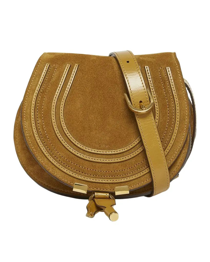 Chloe Marcie Flap Saddle Crossbody Bag in Suede