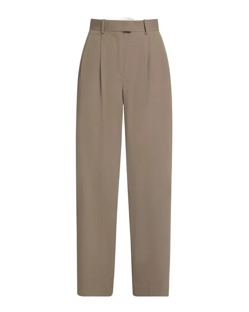 THE ROW Alfidis Double Pleated Straight-Leg Cotton Pants