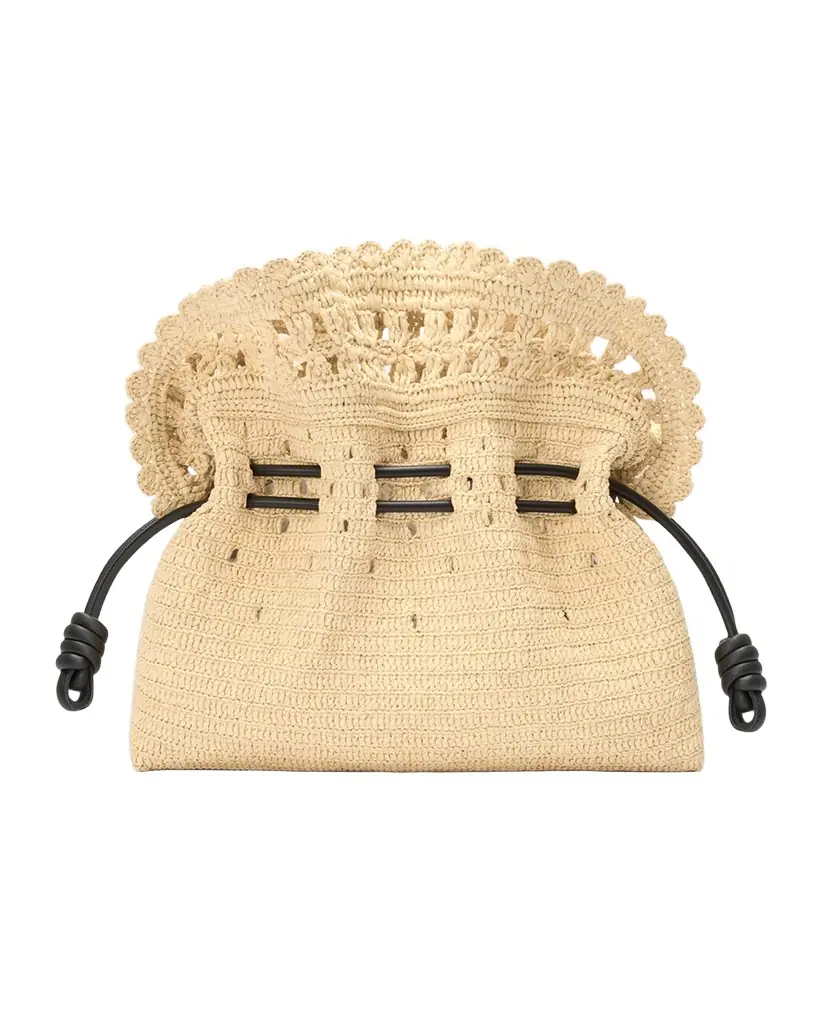 Loewe x Paula 's Ibiza Flamenco Medium Ruffled Clutch Bag in Raffia