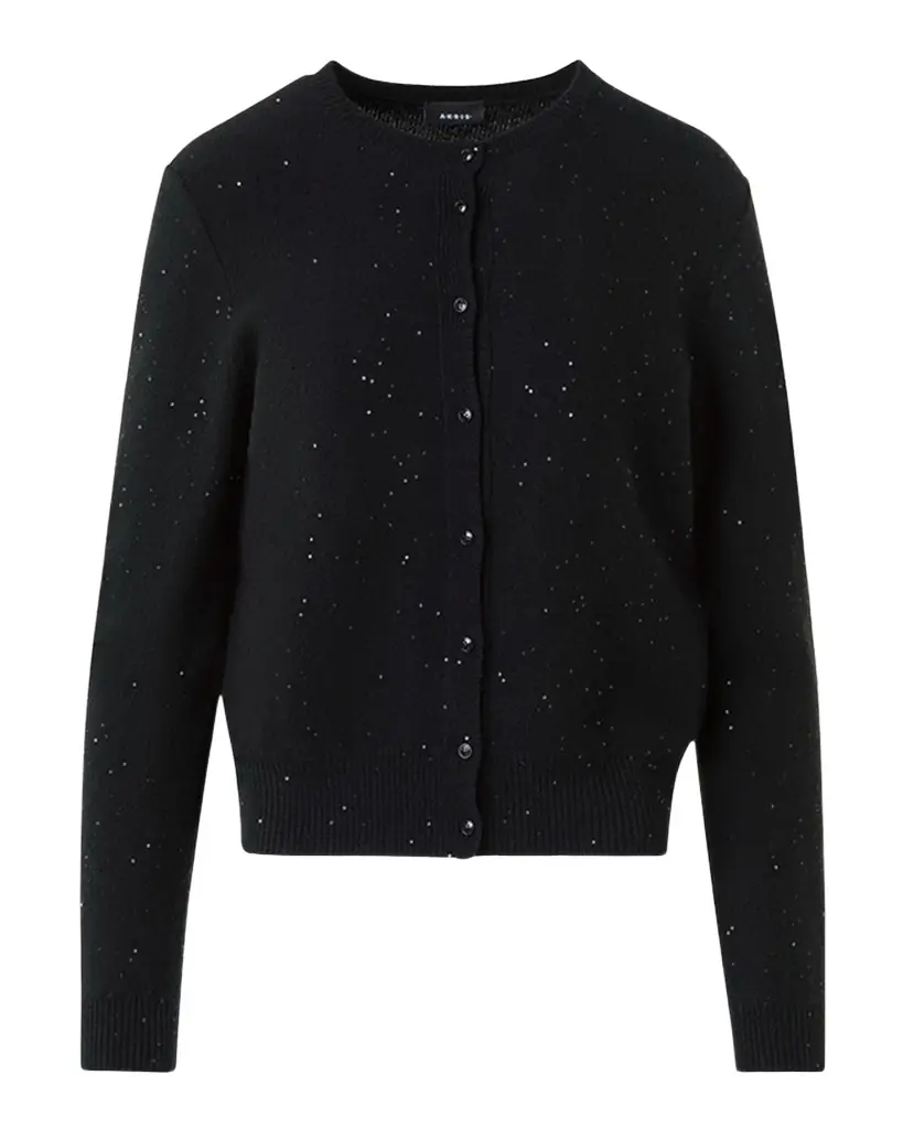 Akris Paillette Wool-Cashmere Knit Crewneck Cardigan - Women's Clothing