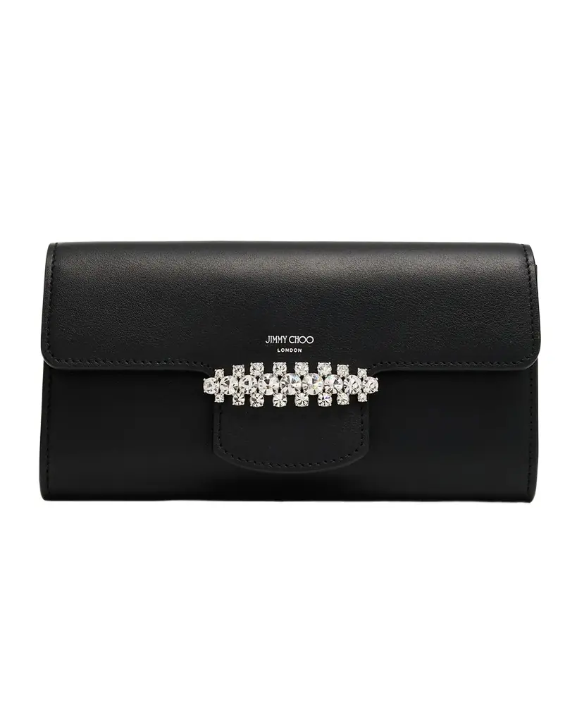 Jimmy Choo Bing Crystal Smooth Leather Wallet